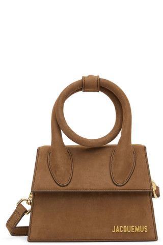 Brown Suede ‘Le Chiquito Noeud’ Top Handle Bag | SSENSE