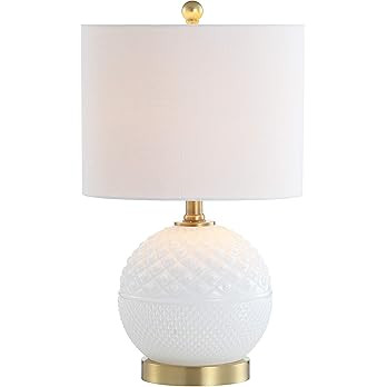 JONATHAN Y 20.5" White/Brass Gold Glass/Metal Table Lamp, Contemporary Hobnail Texture Globe Lamp... | Amazon (US)