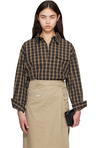 Brown & Black Checked Oversize Shirt | SSENSE