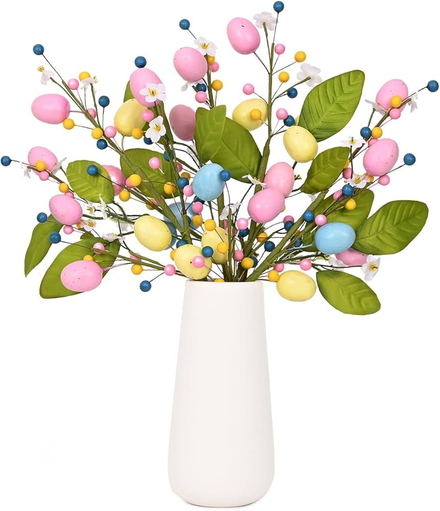 Dolicer 4 Pcs Artificial Easter Flower Picks, 16'' Easter Spray with Eggs and Colorful Berries, S... | Amazon (US)