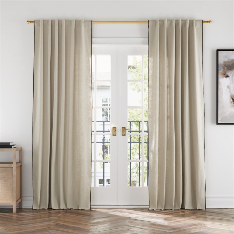 Merrow Stitch Organic Cotton Natural Curtain Panel 52"x108" + Reviews | Crate & Barrel | Crate & Barrel