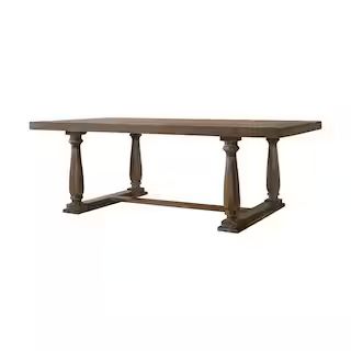 Bernard 84 in. Rectangle Weathered Oak Wood Top with Wood Frame Seats 6 | The Home Depot