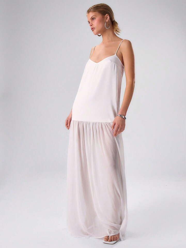 MUSERA Strappy Drop Hem Maxi Dress, Summer Solid  Cami Dress | SHEIN