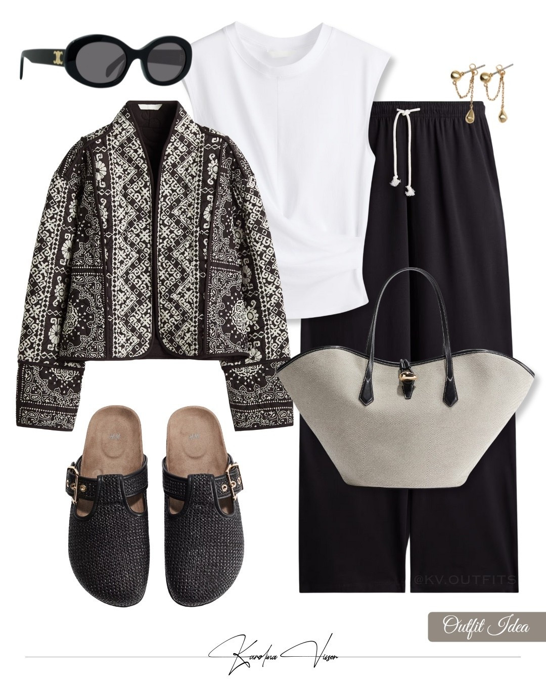Mix of Textures 🖤✨

Tags: cotton jacket h&m canvas shopper bag textured flat mules chain earrings &otherstories black wide joggers black celine triomphe sunglasses white draped top casualwear casual style comfy chic airport outfit travel outfit summer outfit

#LTKstyletip #LTKsummer #LTKtravel