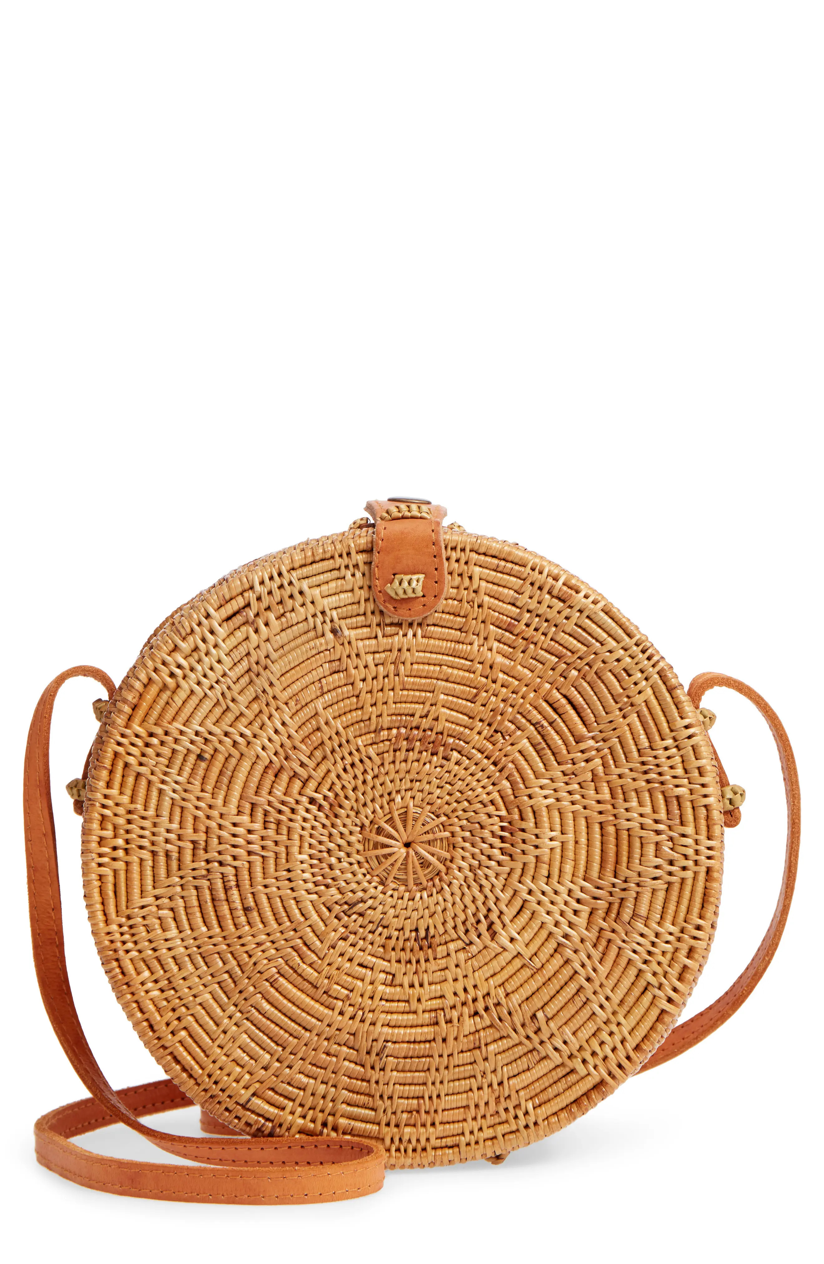 Street Level Woven Rattan Circle Basket Crossbody | Nordstrom