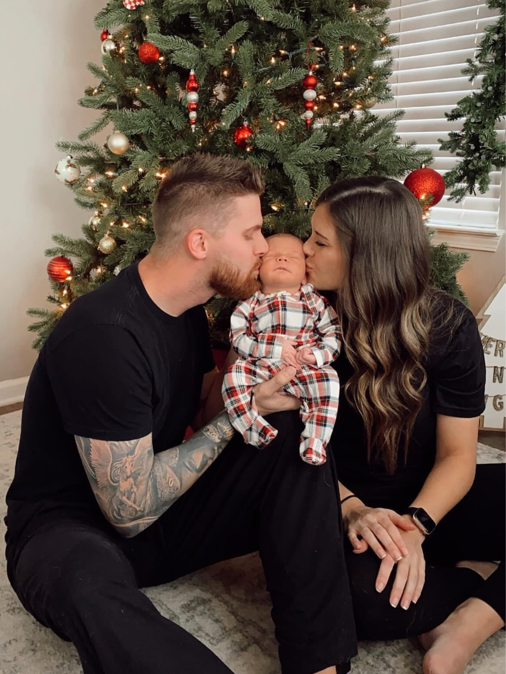 At home Christmas pictures with our newborn 🩵

#LTKfamily #LTKSeasonal #LTKbaby
