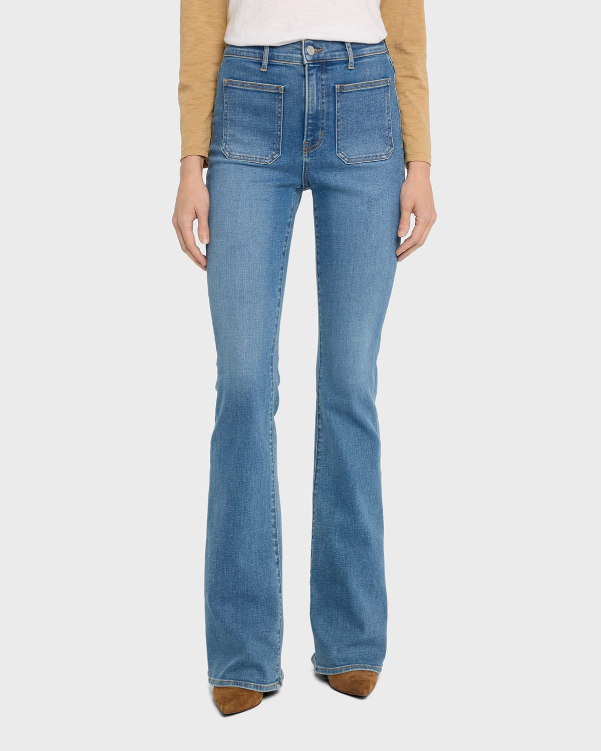 Beverly Skinny Flare Patch Pocket Jeans | Neiman Marcus