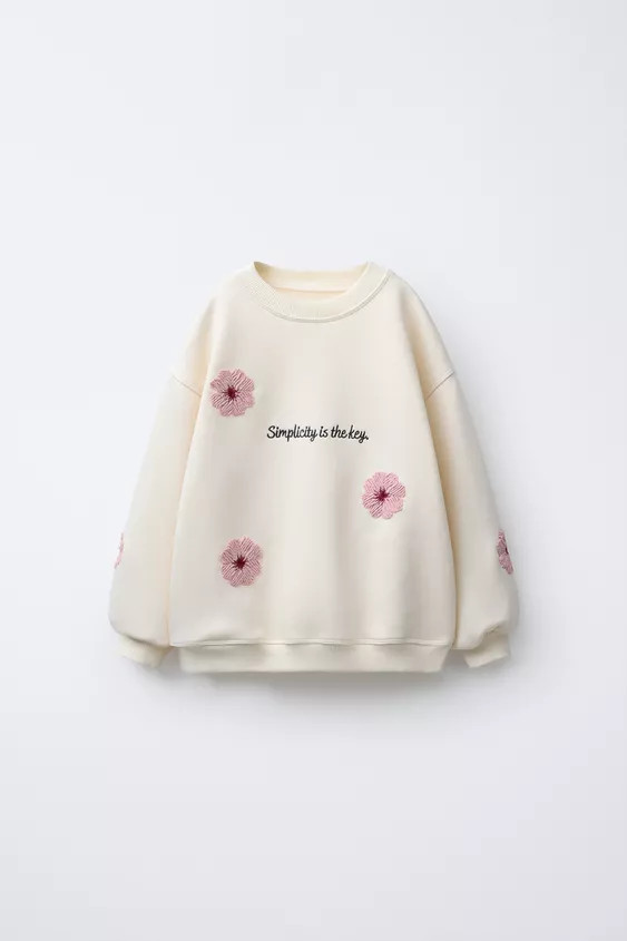 EMBROIDERED FLORAL SWEATSHIRT | Zara US