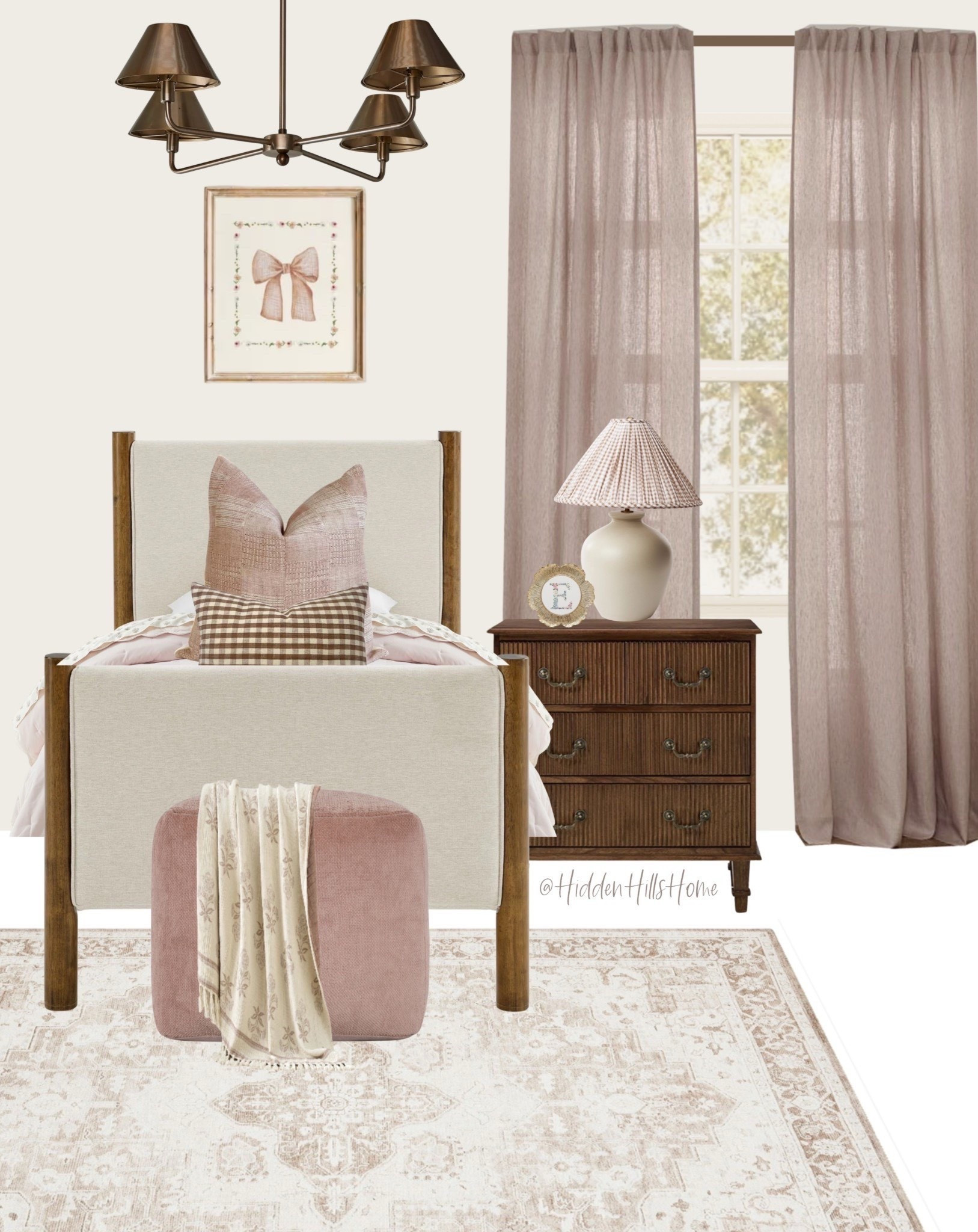 Girls bedroom decor mood board, girls room design, home decor ideas, pink and brown girls bedroom inspiration, home design, twin bed, nightstands #bedroom

#LTKSaleAlert #LTKHome #LTKKids