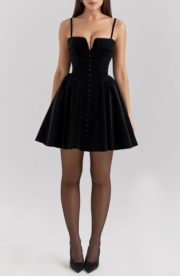 Selina Fit & Flare Velvet Minidress | Nordstrom