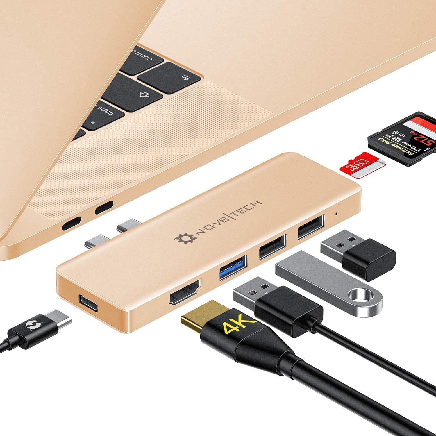 NOV8Tech USB C to HDMI Hub for MacBook Air M1 2021/2020/2019/2018, 7-in-2 Slim Type C Adapter Don... | Amazon (US)