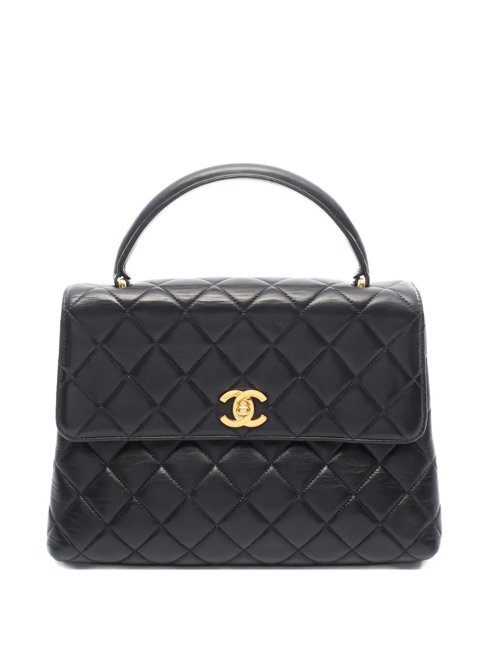 CHANEL Pre-Owned 1996~1997 matelassé top handle bag - Black | Farfetch Global