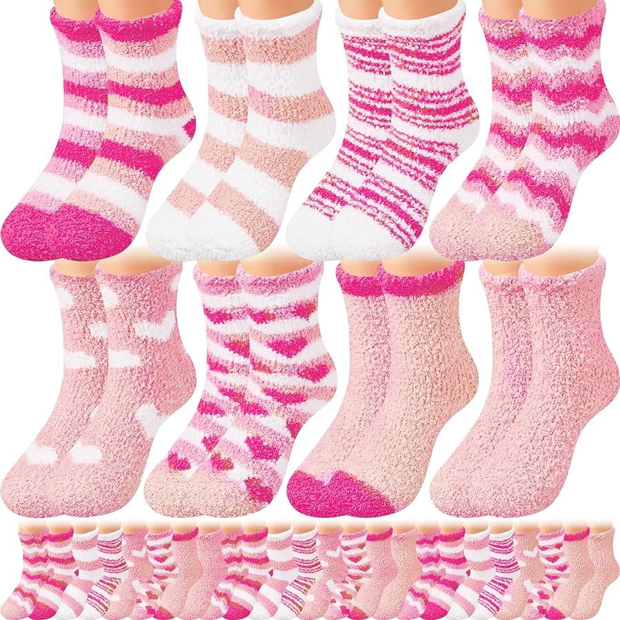 Taiyin 50 Pairs Bulk Fuzzy Socks Women Fluffy Winter Warm Cozy Slipper Plush Sock Valentines Day ... | Amazon (US)