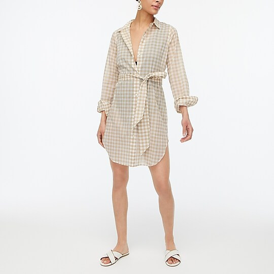 Factory: Gingham Cover-up Shirtdress For Women | J.Crew Factory