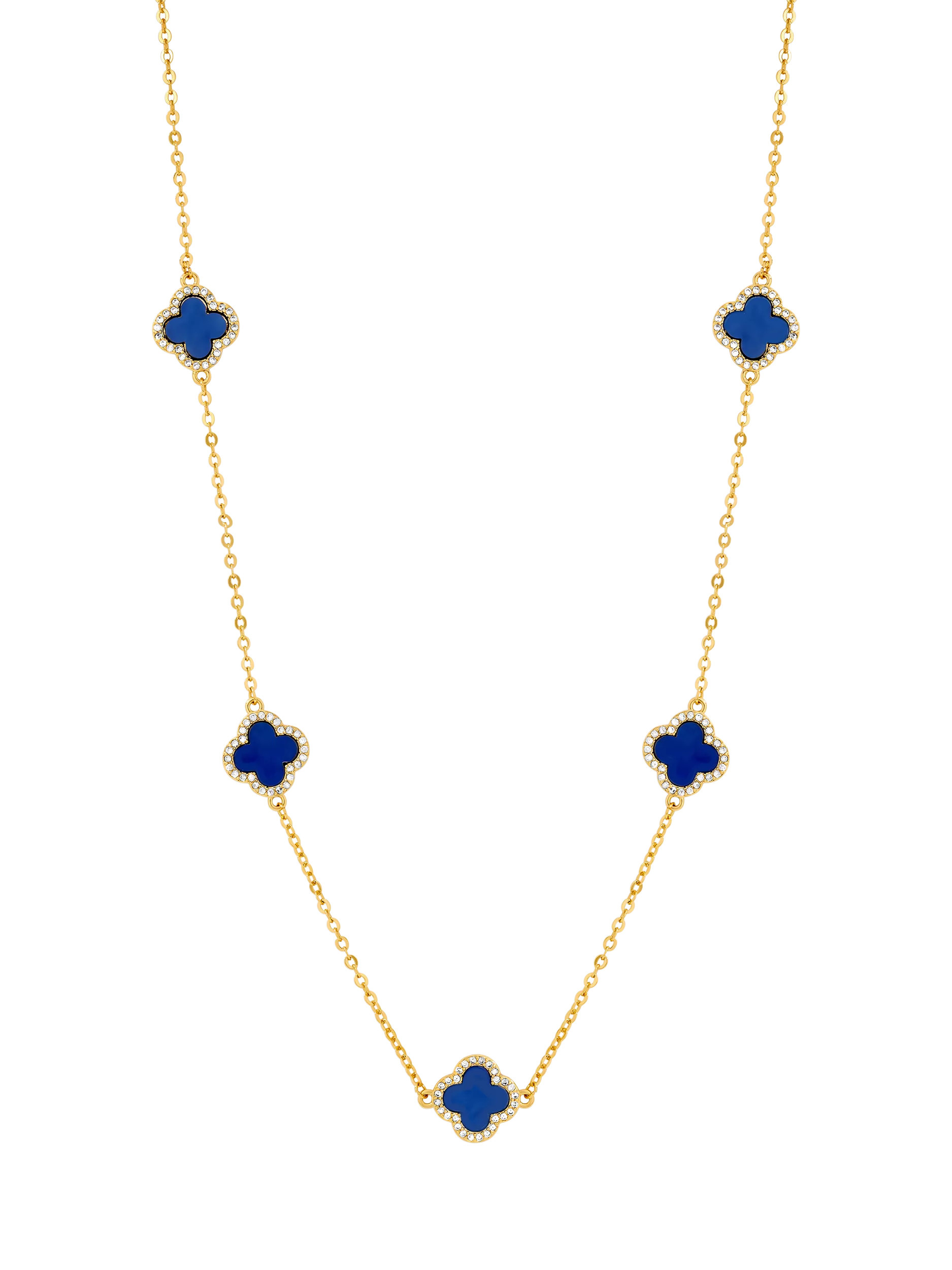 Jon Richard Lapis Station Clover Necklace, Gold | John Lewis (UK)