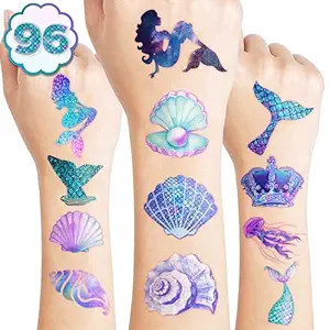 96PCS Mermaid Pre-Cut Temporary Tattoos for Kids - Cute Under the Sea Party Favors, Perfect for O... | Amazon (US)