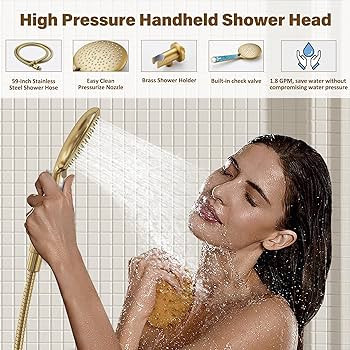 Gabrylly Gold Shower System, Ceiling Shower Faucet Set with 10" Rain Shower head and Handheld Sho... | Amazon (US)