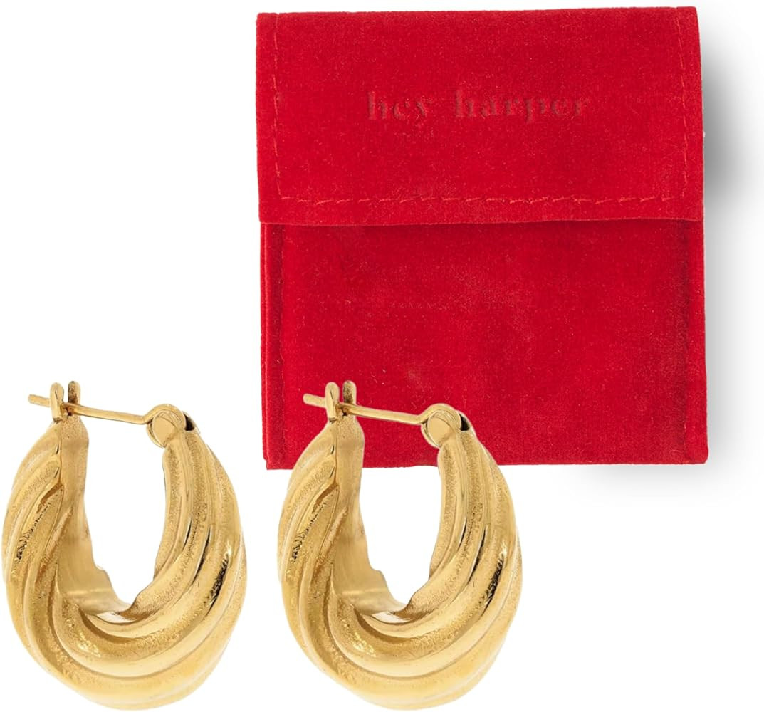 Gold Stud Earrings For Women Trendy - Lightweight Waterproof & Sweatproof Jewerly | Amazon (US)