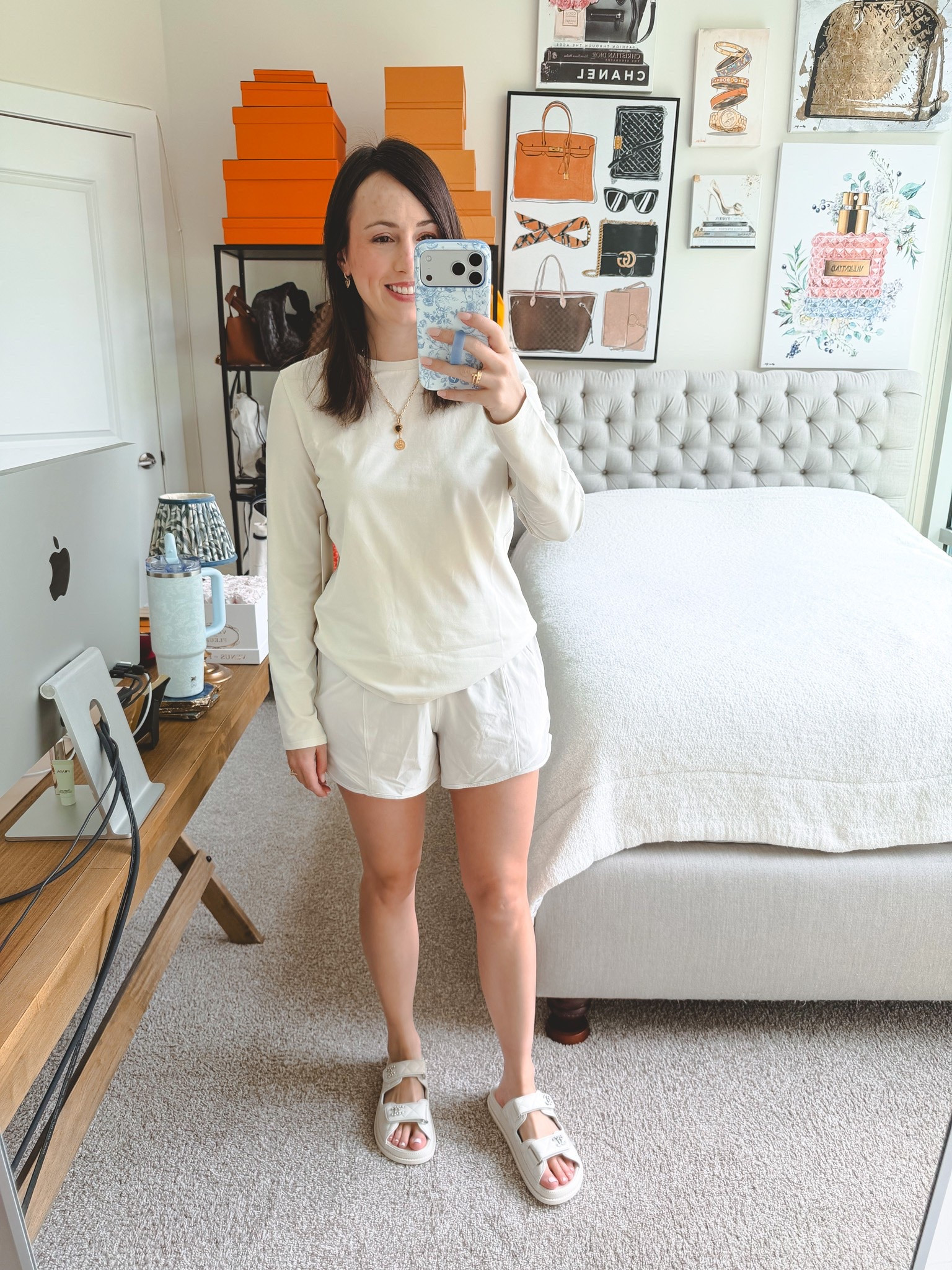 Lululemon long sleeve and shorts in the color Bone

#LTKootd #LTKSeasonal
