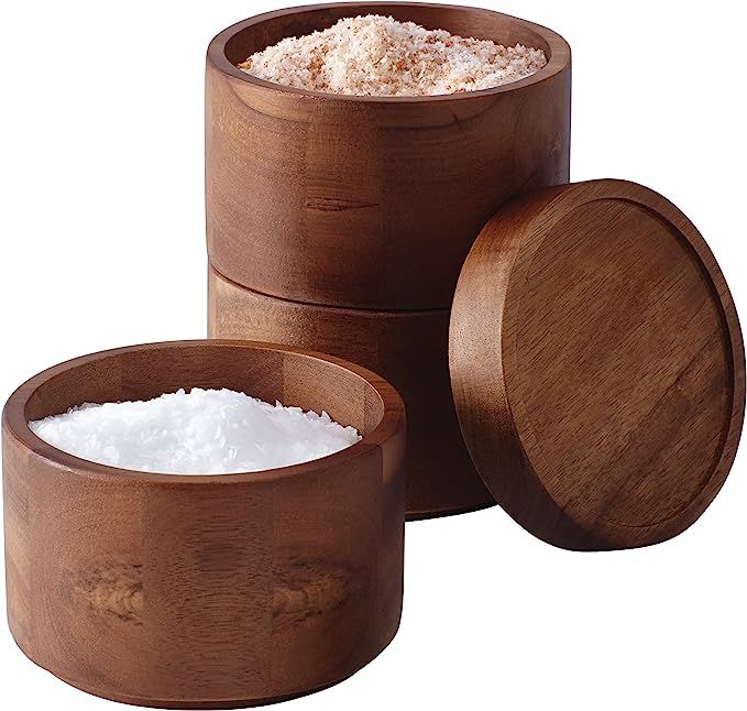 Rachael Ray Pantryware Wood Salt Cellar Stacking Set / Wood Salt Box Stacking Set3 piece, Brown | Amazon (US)