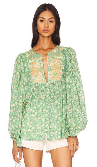 Madame Peacock Boho Blouse in Emerald | Revolve Clothing (Global)