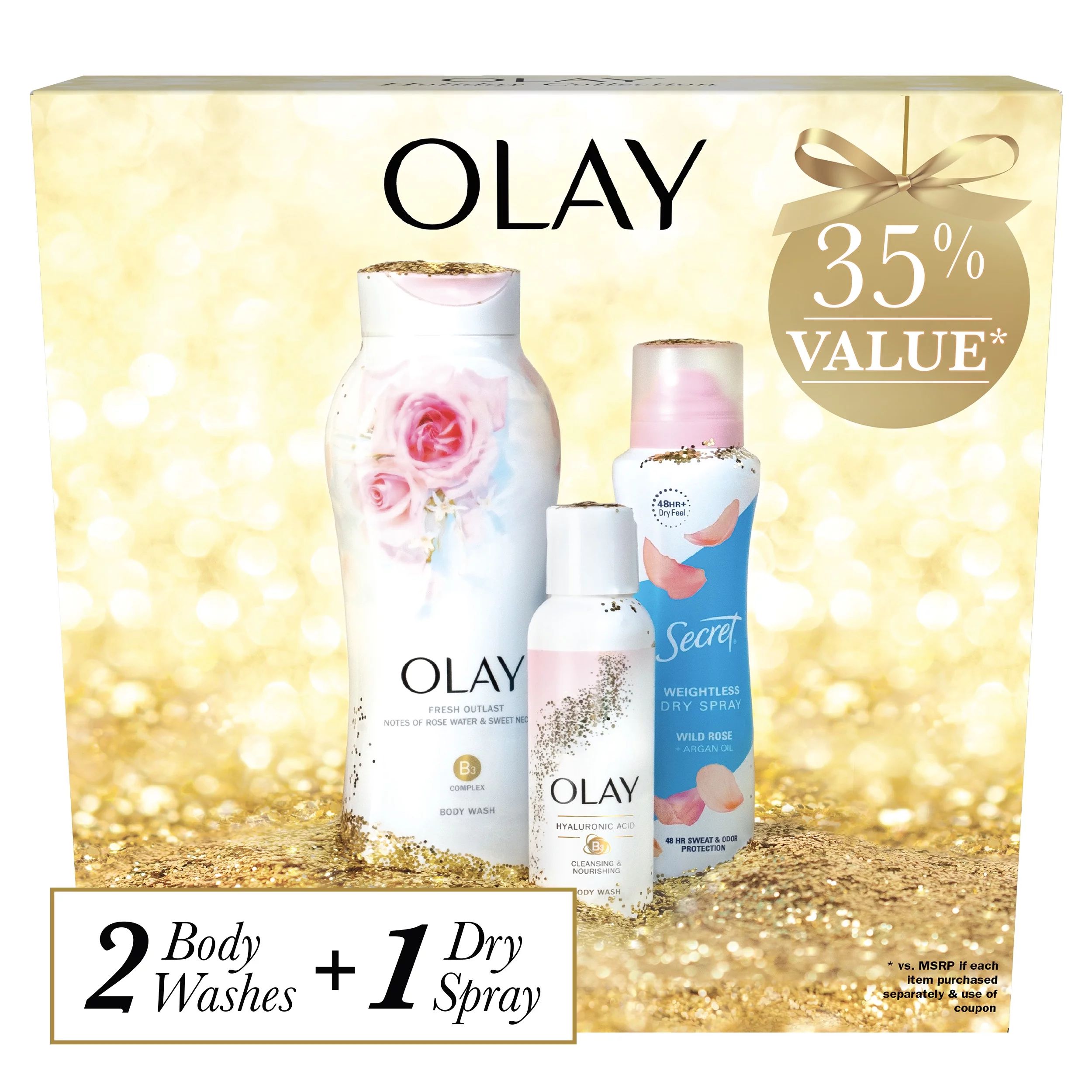(35% Value) Olay Holiday Gift Set with Fresh Outlast Body Wash, 2.3 oz, Hyaluronic Acid Body Wash... | Walmart (US)