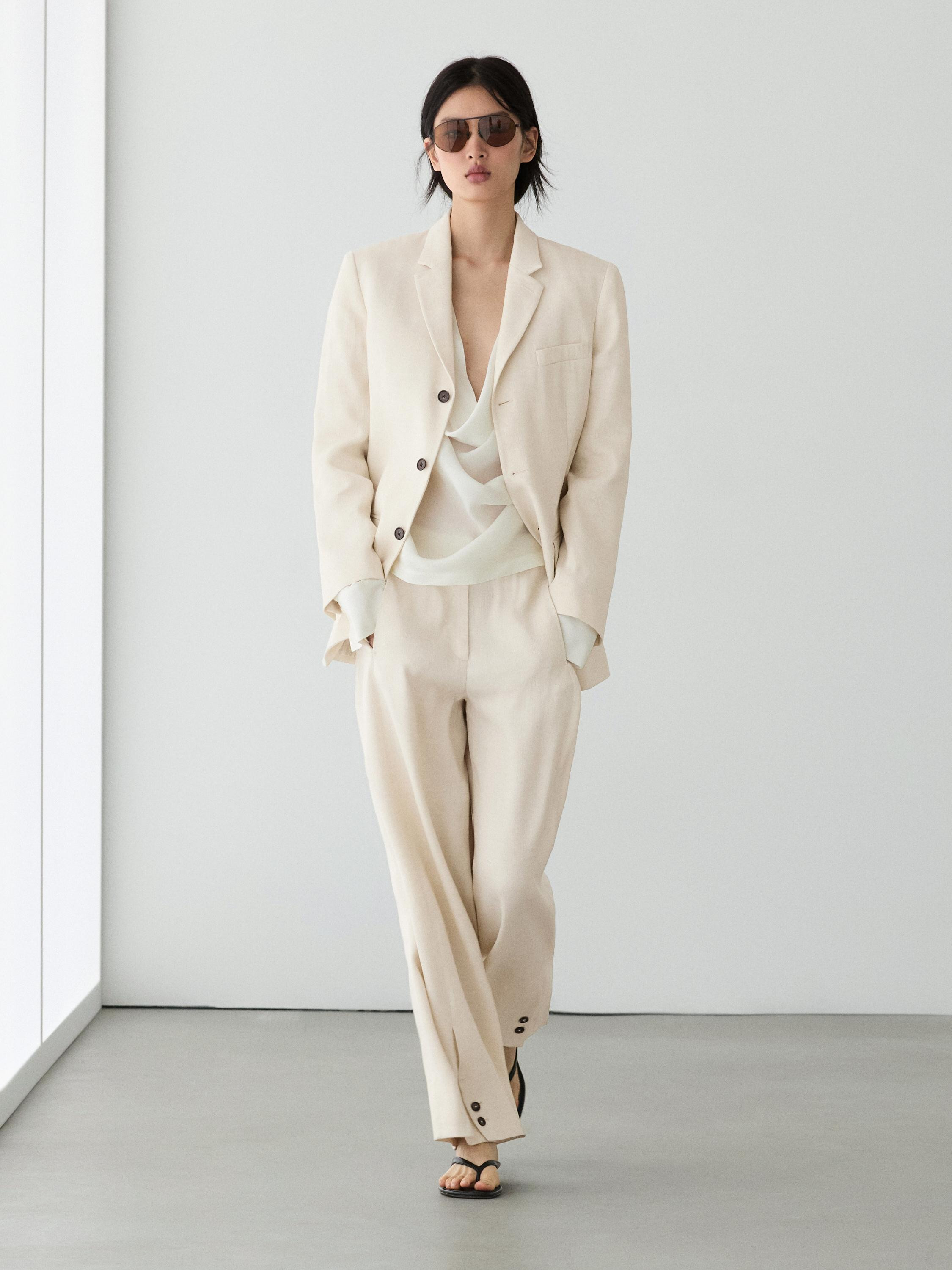 Linen blend suit blazer | Massimo Dutti UK
