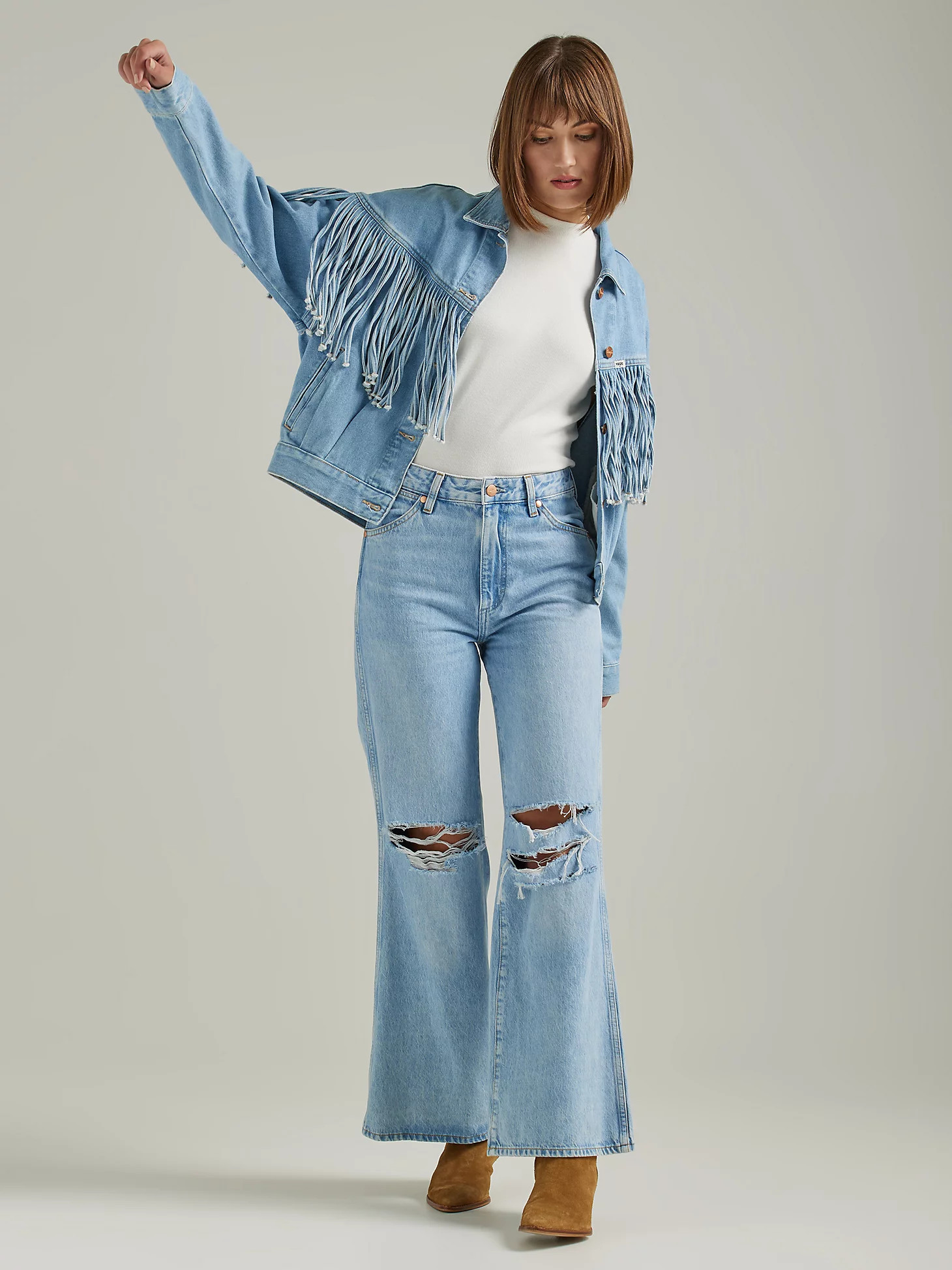 Women's Bonnie Destructed Loose Flare Jean in Bad Intentions | Wrangler