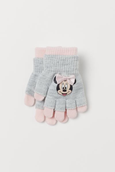 Fine-knit gloves with matching fingerless gloves. Fingerless gloves with a printed design on uppe... | H&M (US + CA)