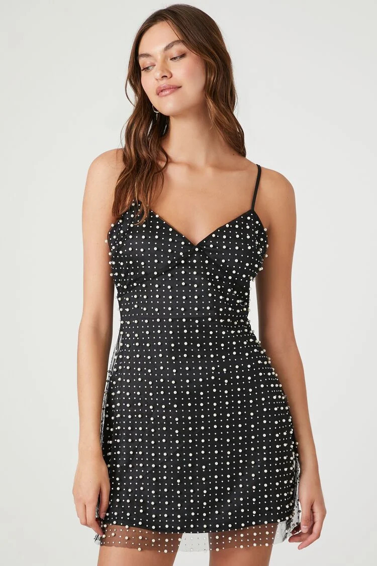 Pearl & Sequin Mesh Mini Dress | Forever 21 (US)