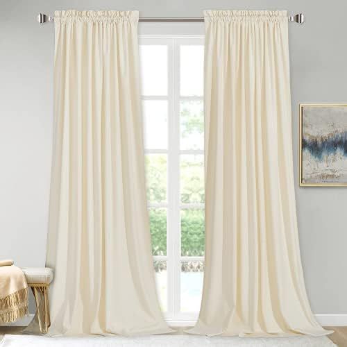 StangH Ivory Velvet Curtains for Window - Heavy Velvet Privacy Thermal Drapes, Elegant Decor White B | Amazon (US)