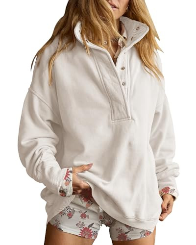Gacaky Sweatshirt for Women Oversized Casual Long Sleeve Button Henley Neck Pullover Tops Fashion... | Amazon (US)