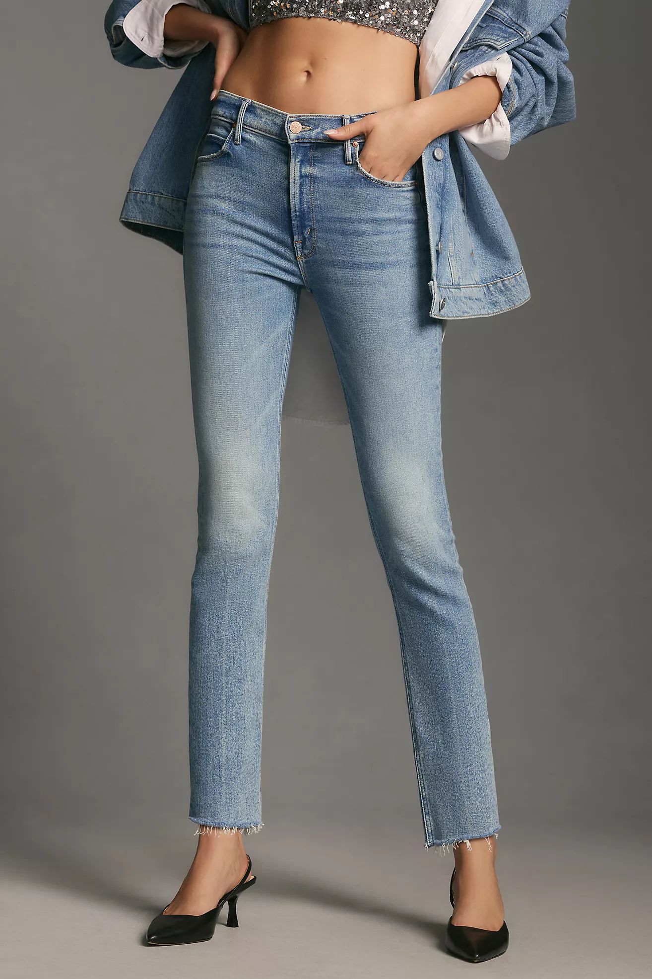 MOTHER The Dazzler Mid-Rise Ankle Fray Jeans | Anthropologie (US)