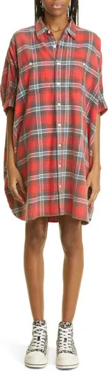 R13 Plaid Oversize Cotton Flannel Shirtdress | Nordstrom | Nordstrom