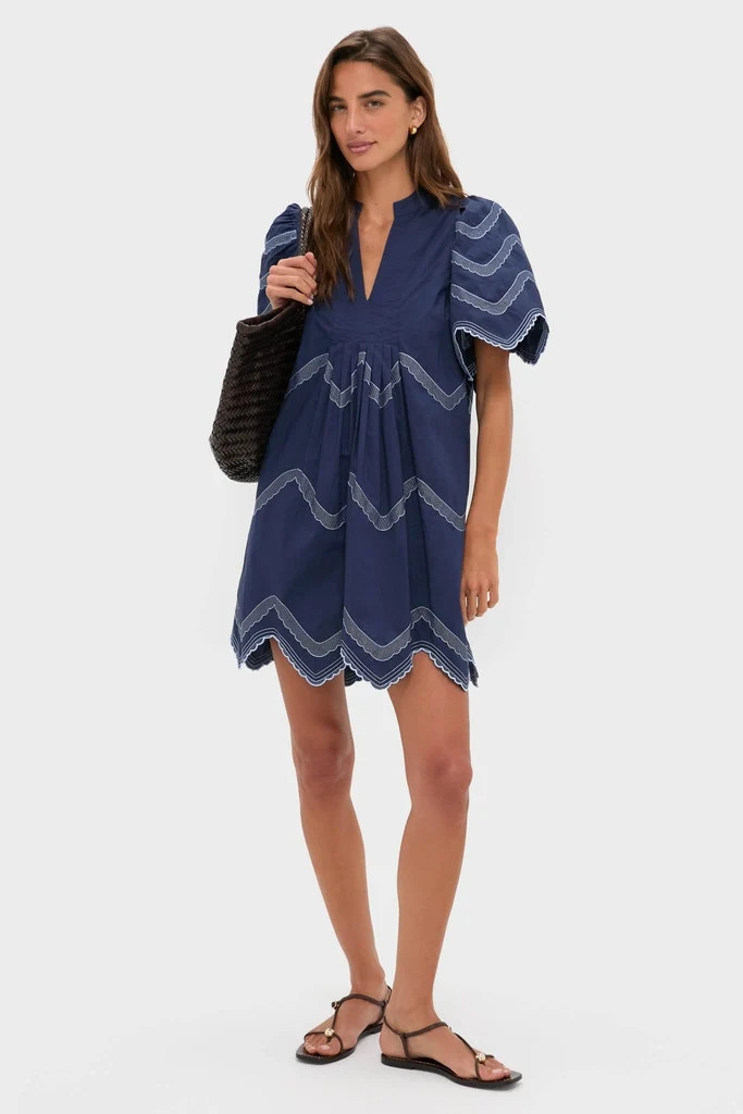 Navy Embroidered Weston Mini Dress | Tuckernuck (US)