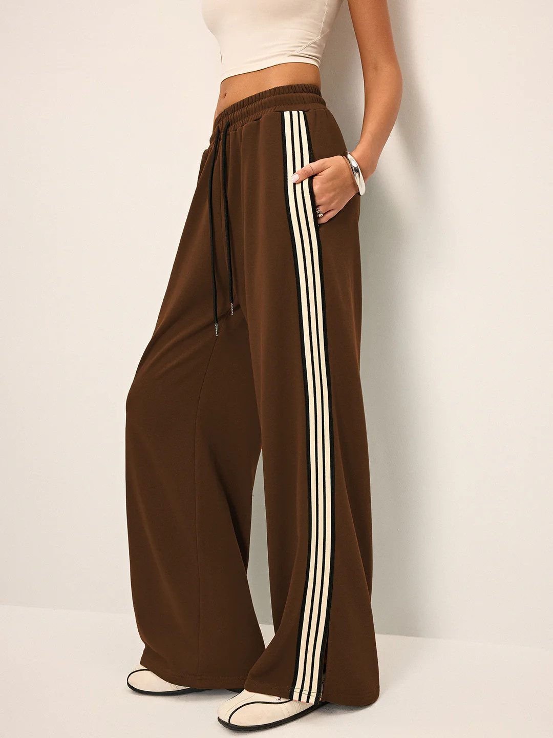 Side Stripe Wide-Leg Sweatpants | Commense