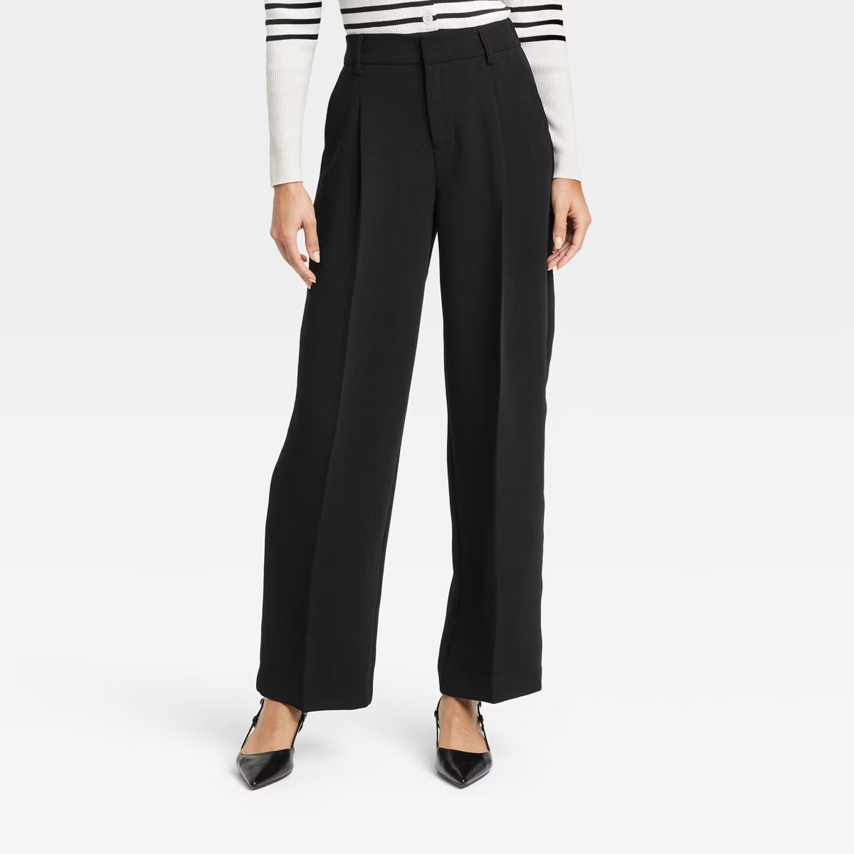 Women's High-Rise Pleated Front Straight Trousers - A New Day™ | Target
