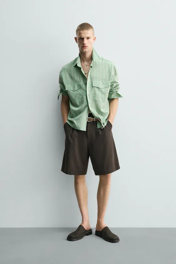 RELAXED FIT PLEATED SHORTS | Zara US