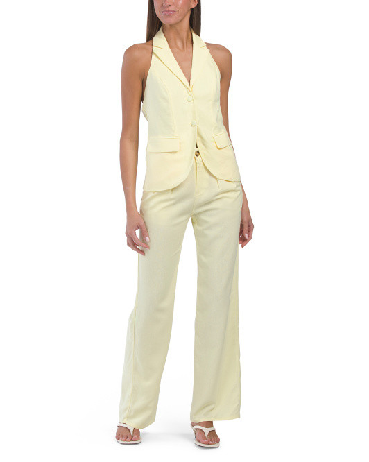 Linen Blend Collared V-neck Vest And Pants Collection | The Linen Shop | Marshalls | Marshalls