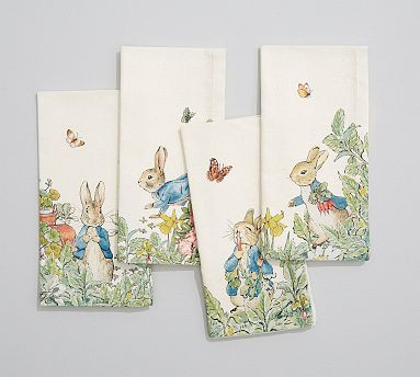 Peter Rabbit™ Cotton/Linen Napkins - Mixed Set of 4 | Pottery Barn (US)