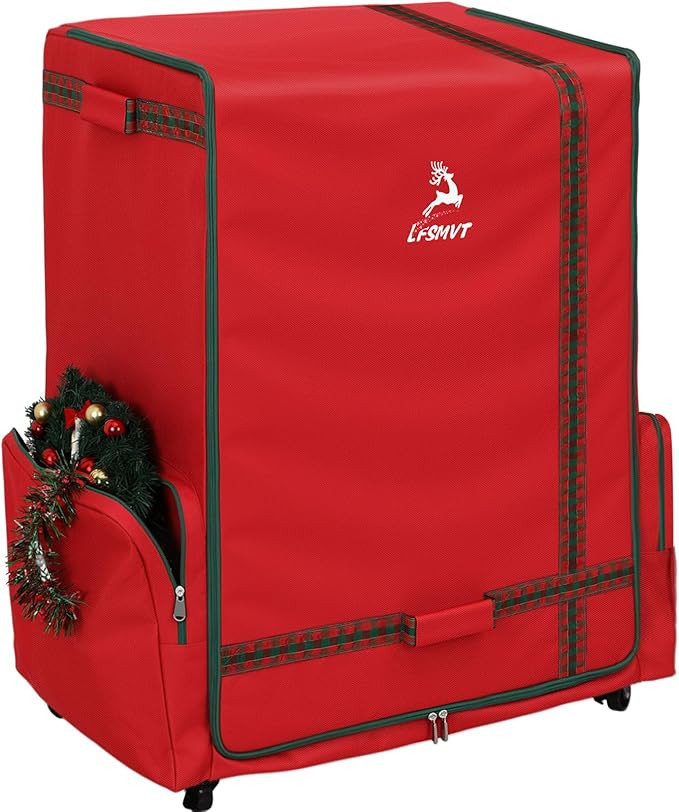 Rolling Christmas Ornament Storage Box - 120Pc Steel-Frame Decor Organizer Chest with Adjustable ... | Amazon (US)