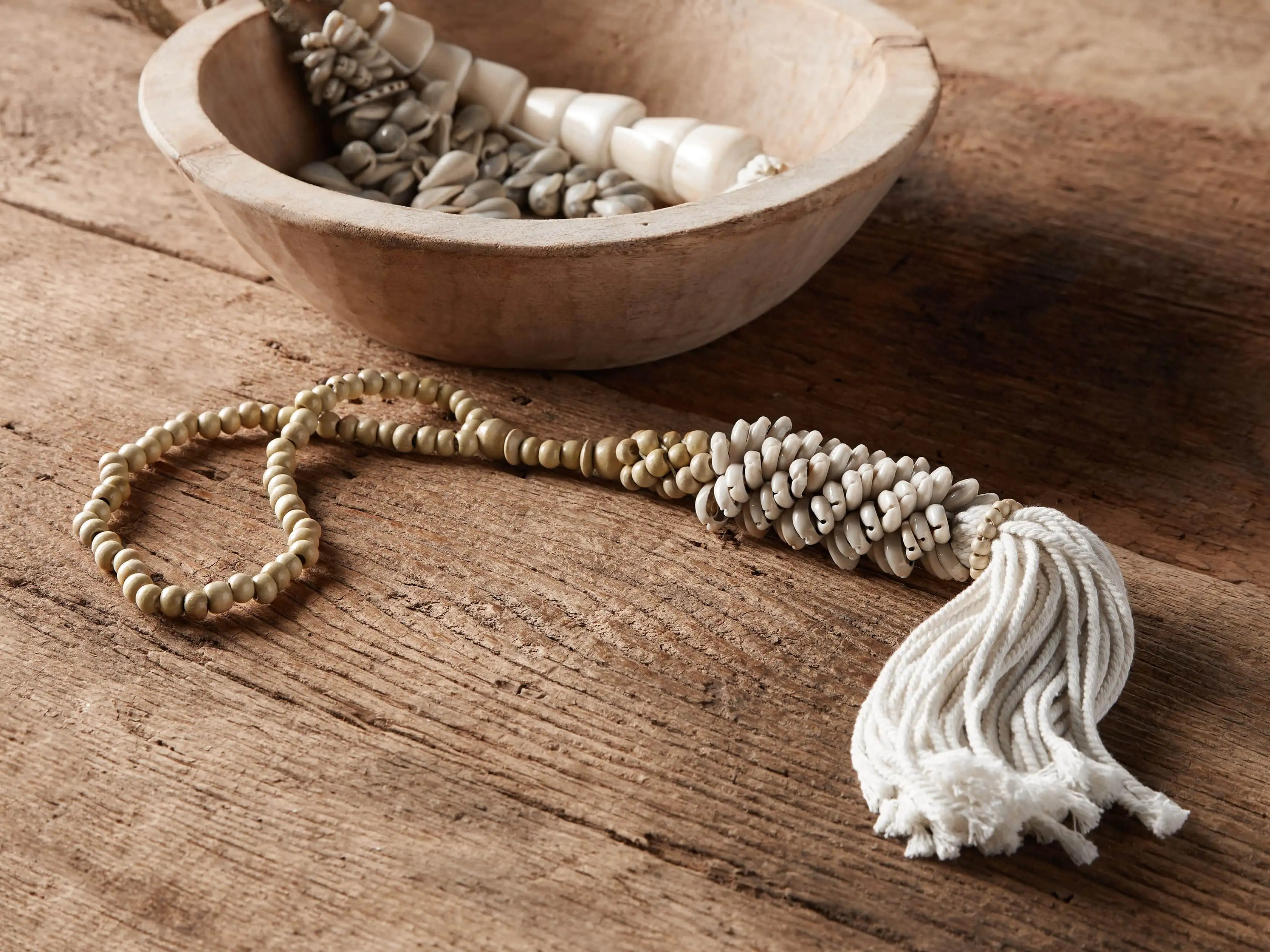 Wood and Shell Beaded Tassel | Arhaus