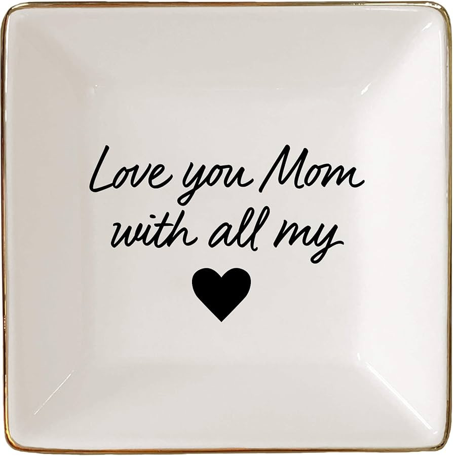 Simply Charmed Love You Mom Jewelry Dish - Mother's Day or Birthday Gift - Elegant Trinket Tray a... | Amazon (US)