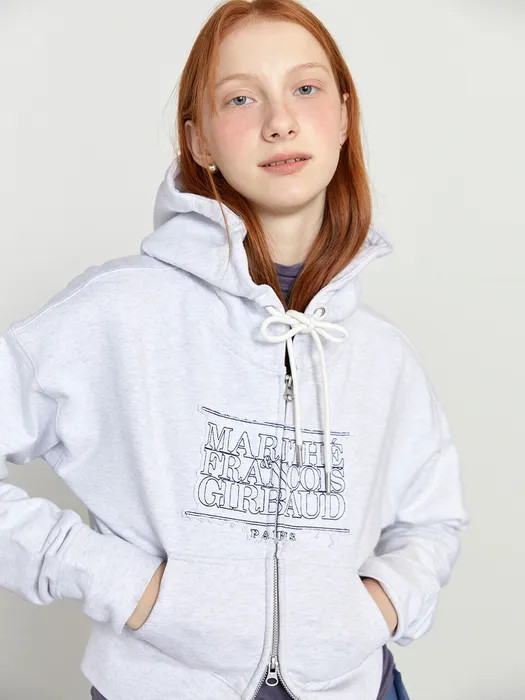 W Classic Logo Crop Zip Hoodie_Light Heather Gray | W Concept (US)