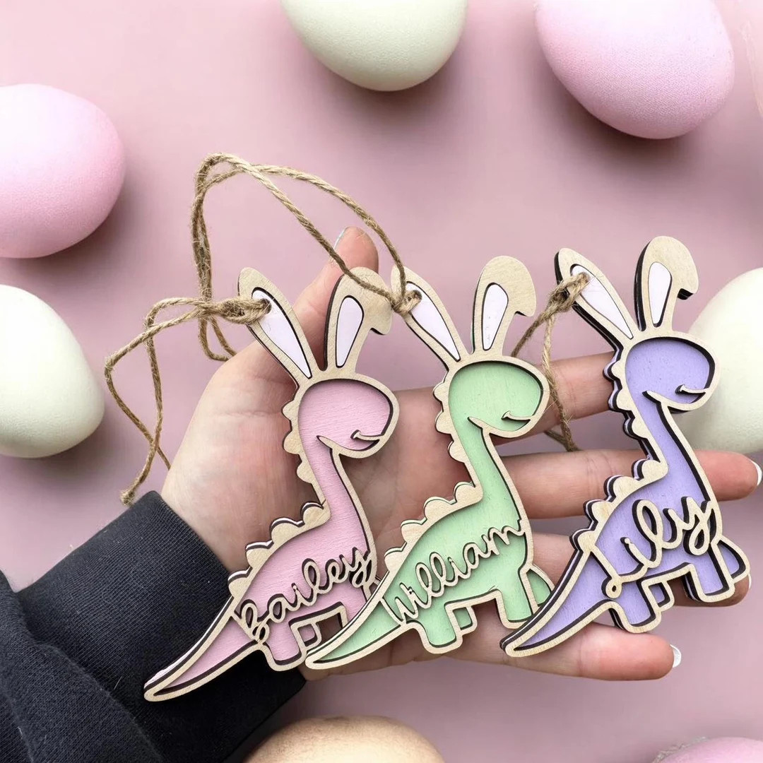 Dinosaur Easter Tag, Name Tags for Easter, Easter Basket Tags, Easter Ornament, Easter Tag With N... | Etsy (US)