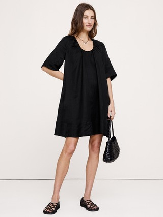 Viscose-Linen Scoop-Neck Mini Dress | Banana Republic (US)