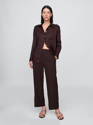 Linen-Blend Relaxed Straight Ankle Pants | Gap (US)