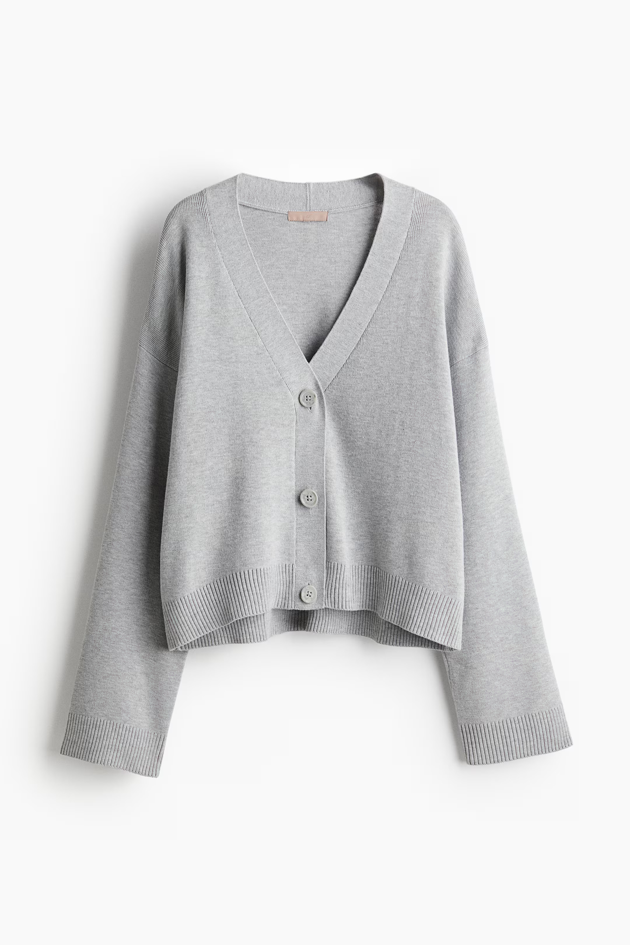 Feinstrick-Cardigan - Tiefer Ausschnitt - Langarm - Hellgraumeliert - Ladies | H&M DE | H&M (DE, AT, CH, NL, FI)