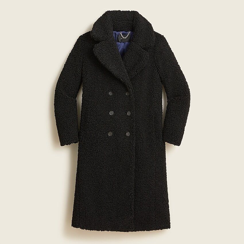 Double-breasted teddy sherpa topcoat | J.Crew US