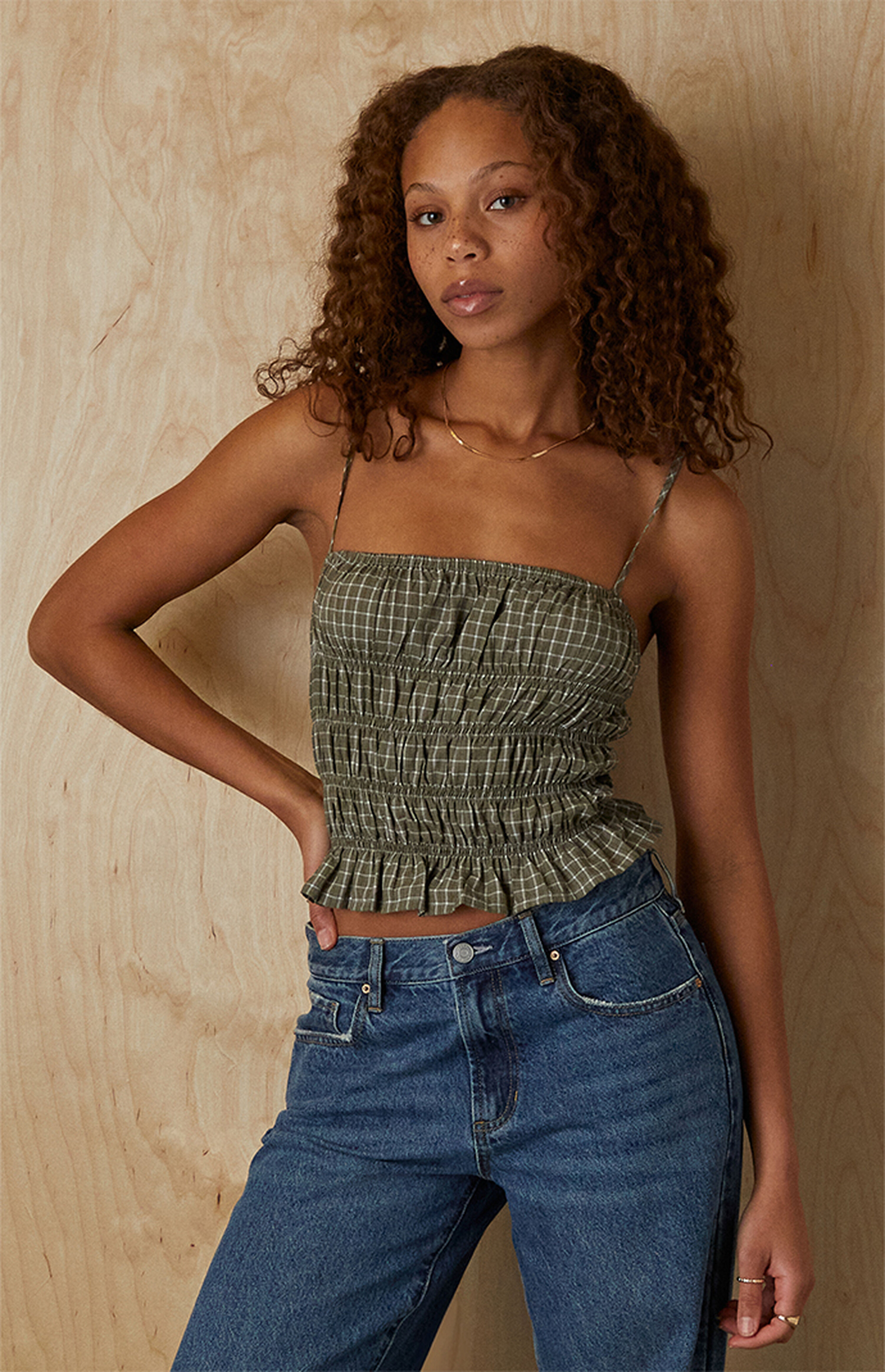 Your Favorite Plaid Ruched Tank Top | PacSun